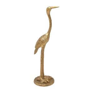 Ring Holder / Home Decor Metal Gold Tone Bird Crane Stork Egret Heron 7 in Tall